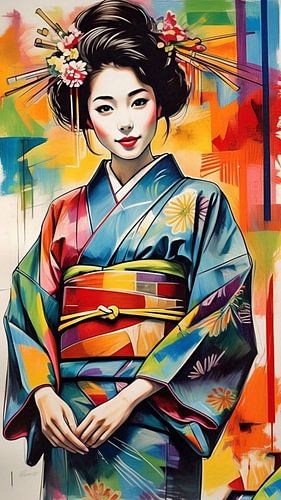 Japanese girl abstract painting