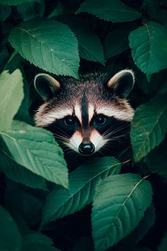 Raccoon in the forest by Poster Art Shop