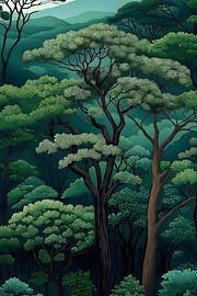 Grüner Wald Farbe Ansicht von Art Kingdom