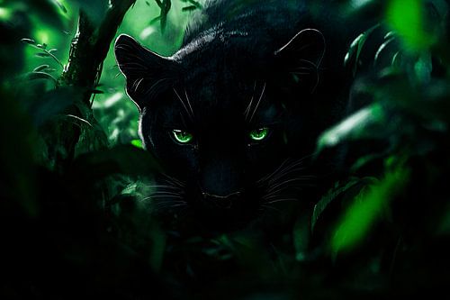 Mystieke zwarte panter in bos