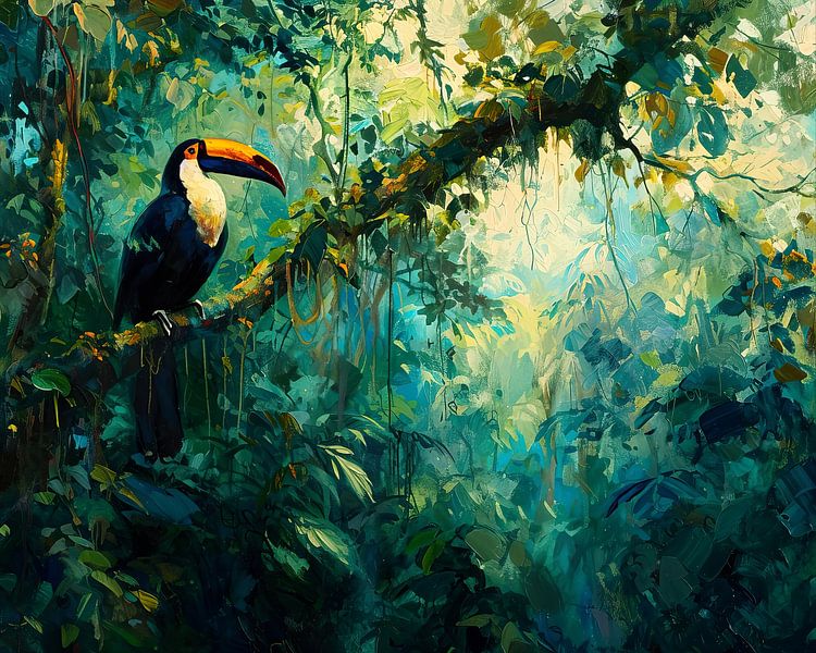 Schilderij Toekan Jungle van Kunst Kriebels