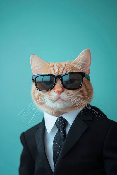 Stylish cat in a suit and sunglasses by Poster Art Shop