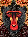 Abstract Mandril portret in rood en oranje van Frank Daske | Foto & Design thumbnail
