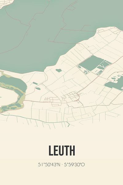 Vintage map of Leuth (Gelderland) by Prints of Place
