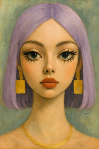 Abstract figurative portrait - Mauva