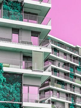 Roze visie op stedelijke architectuur van Mixed media vector arts