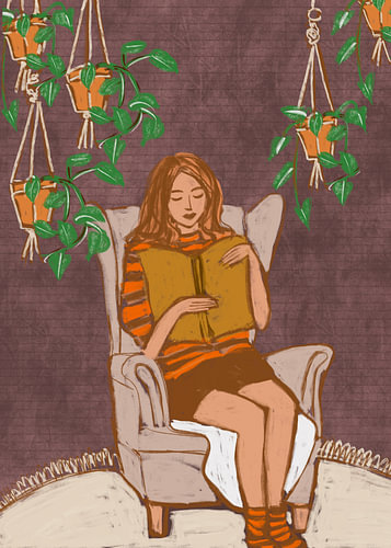 Girl reading a book by Bianca ter Riet