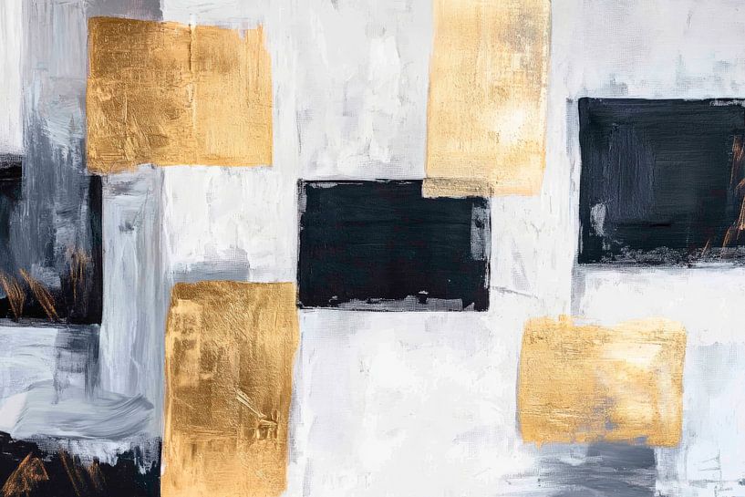 Abstrakte Komposition in Gold und Schwarz von Poster Art Shop