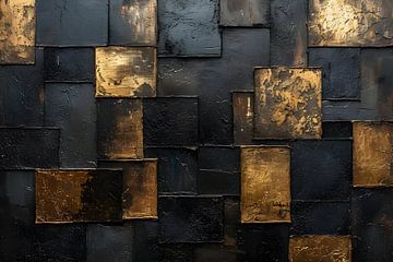 Gemälde Schwarz Gold | Oblong Gemälde | Großes Gemälde Wohnzimmer von AiArtLand