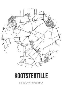 Kootstertille (Fryslan) | Landkaart | Zwart-wit van MijnStadsPoster