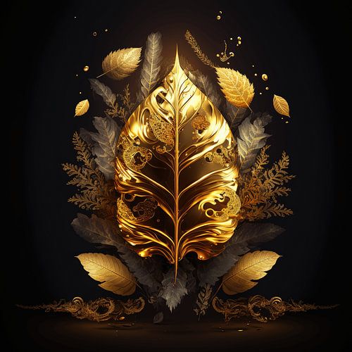 Luxueuze Gouden en Antraciet Boomblad