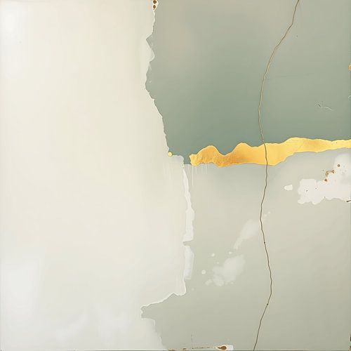 Tussen Stilte en Goud – Japandi abstract kunstwerk in wabi-sabi stijl