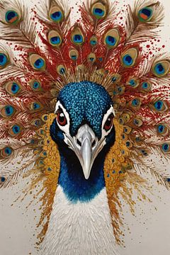 Art Nouveau Peacock with Radiant Feathers van De Muurdecoratie