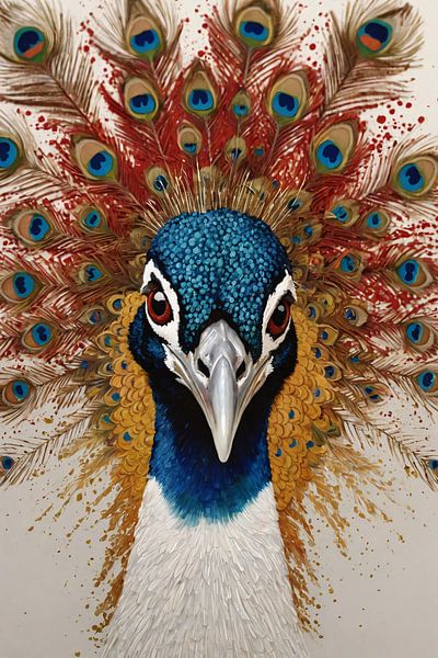 Art Nouveau Peacock with Radiant Feathers by Art & Soul Creations