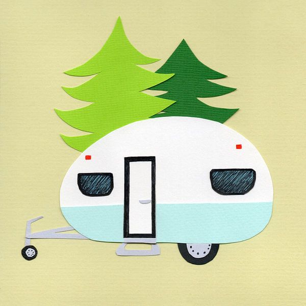 Oldtimer-Wohnwagen, Grafik von Karolina Grenczyk