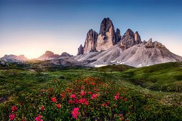 Morning atmosphere at the Three Peaks in the Dolomites