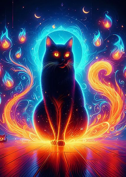 black cat illustration by San Creative