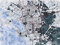 Kaart van Bergen op Zoom in de stijl 'White Winter'