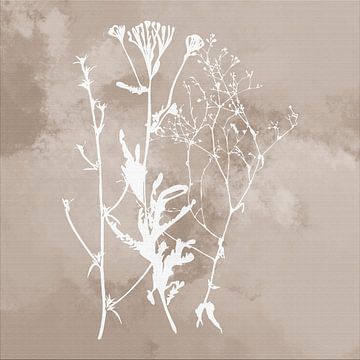 Nuvole di Prato. Abstract Botanisch Minimalistisch in reto bruin van Dina Dankers
