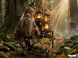 Gnome mit Fuchs im Wald