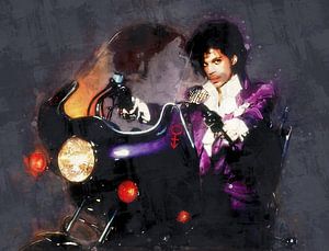 Portrait de Prince à l'huile (pluie violette) sur Bert Hooijer