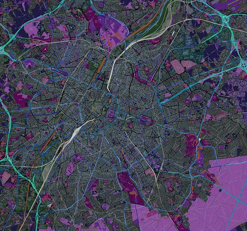 Kaart van Brussel in negatief