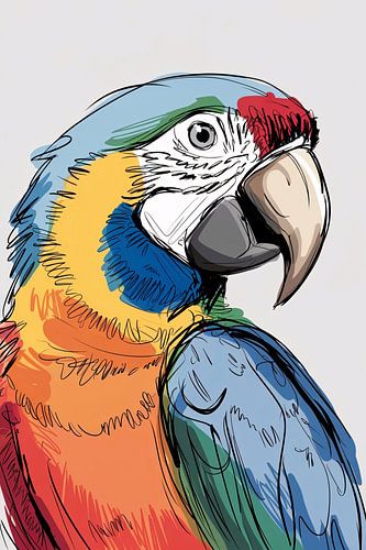 Kleurrijke digitale papegaai tekening