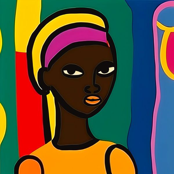 Collage Illustration 1 : Fille africaine avec foulard par All Africa