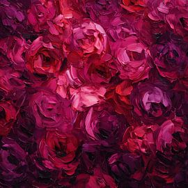 Roses abstraites violettes et roses sur TheXclusive Art