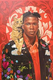 Un mec cool avec un chat sur l'épaule sur Damilare Jamiu