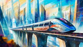 Hochgeschwindigkeitszug in voller Fahrt von Kees van den Burg