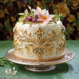 An elaborately decorated cake by Patricia Hofmeester