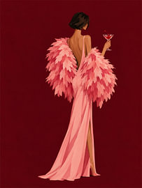 Rosa Federn und abendliche Eleganz von Mosaic Dialogue