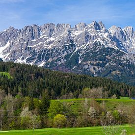 Uitzicht op bergen van Wilder Kaiser in Oostenrijk van Jessica Lokker
