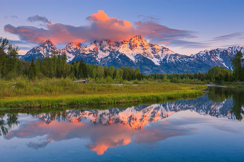 Sunrise at Schwabacher Landing, Grand Teton N.P, Wyoming. by Henk Meijer Photography