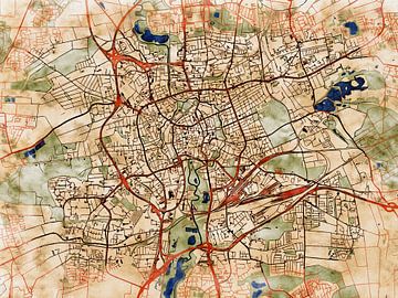 Karte von Braunschweig im stil 'Serene Summer' von Maporia