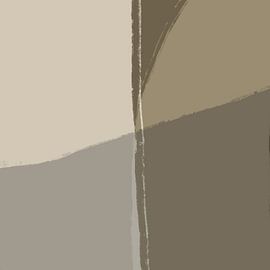 Abstrakte Formen und Linien in khaki, weiß und grau. von Dina Dankers