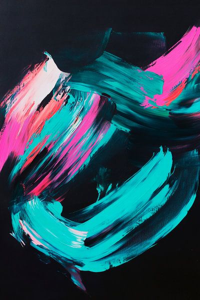 Colourful brushstrokes on black by Poster Art Shop