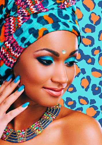 Panther woman in blue