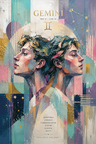 Gemini Astrology Painting – Modern Zodiac Wall Art