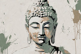 Buddha | Salbeigrün | Abstrakt | Gelassenheit von Imperial Art House