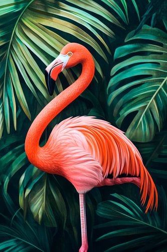 Flamant rose dans la jungle