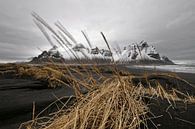 Bergkette hinter schwarzen Sanddünen in Island von Ralf Lehmann Miniaturansicht