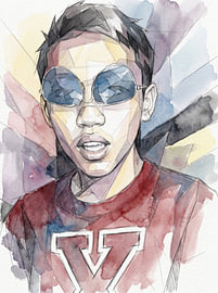 Géométrie à l'aquarelle – Portrait contemporain sur ANGGA HERMAWAN WIDODO