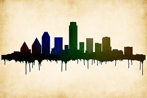 Vintage skyline kunst met kleuren