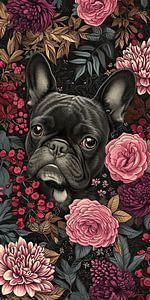 Flora Bulldog | Bulldog imprimé floral sur De Mooiste Kunst