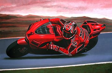 Casey Stoner on Ducati painting by Paul Meijering