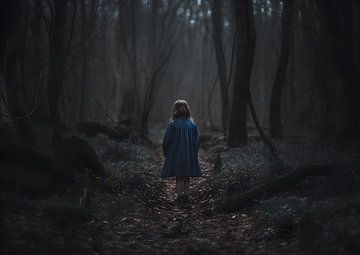 Meisje in een donker bos van Jan Bechtum