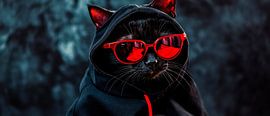 Chat noir stylé en lunettes de soleil sur Poster Art Shop