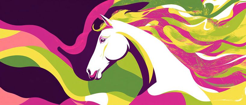 Colourful unicorn with flowing mane by Poster Art Shop